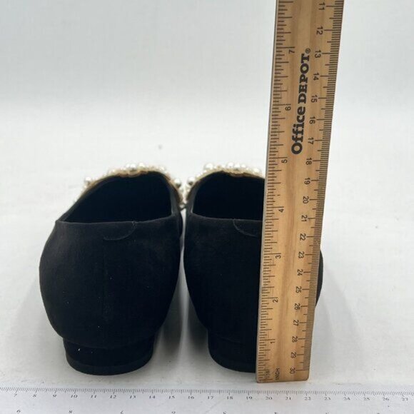 XYD Black Sense of Luxury Pointed Toe Jewelry Pearl Studs Wedding Dress Shoes - Picture 5 of 8